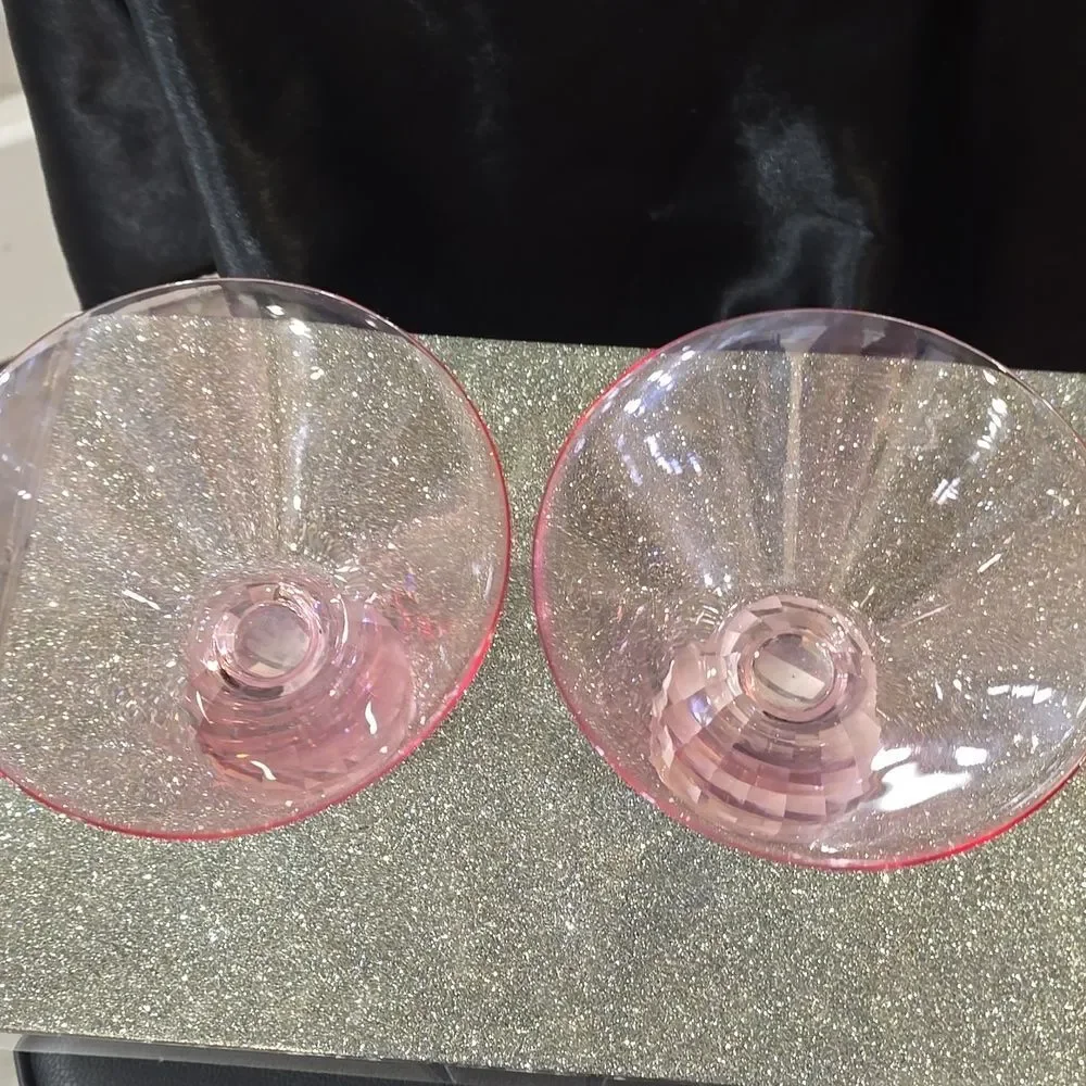 At Home Elegant Pink Crystal‎  Martini Glasses Set